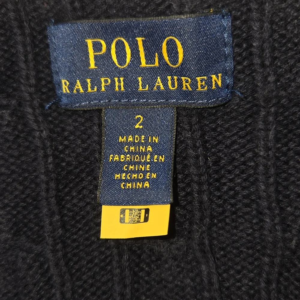 Polo Ralph Lauren Navy Blue Toddler Cable-Knit Cotton Sweater Size 2